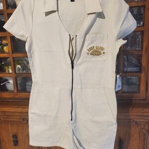 Body Glove Cream Jumpsuit with Gold Accents